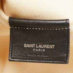 Saint Laurent Beige/Black Canvas and Leather East West Beach Tote