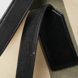 Saint Laurent Beige/Black Canvas and Leather East West Beach Tote