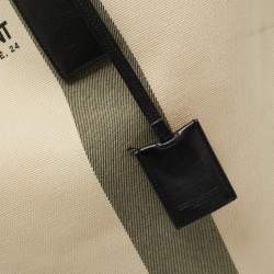 Saint Laurent Beige/Black Canvas and Leather East West Beach Tote