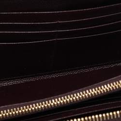 Pre Owned Saint Laurent Burgundy Matelassé Leather Cassandre Zip Continental Wallet