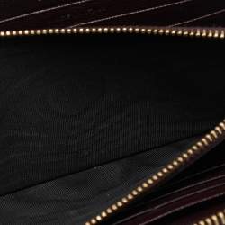 Pre Owned Saint Laurent Burgundy Matelassé Leather Cassandre Zip Continental Wallet