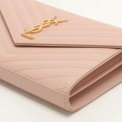 Saint Laurent Beige Leather Cassandre Wallet On Chain