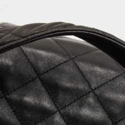 Pre Owned Saint Laurent Black Quilted Leather Maxi Icare Shopping Tote