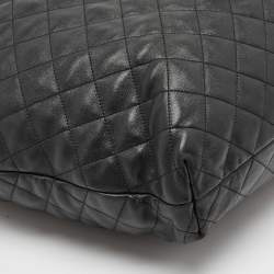 Pre Owned Saint Laurent Black Quilted Leather Maxi Icare Shopping Tote
