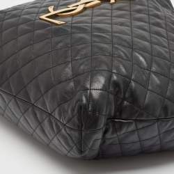 Pre Owned Saint Laurent Black Quilted Leather Maxi Icare Shopping Tote