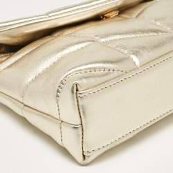 Saint Laurent Gold Quilted Leather Puffer Pouch