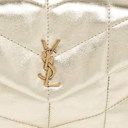 Saint Laurent Gold Quilted Leather Puffer Pouch