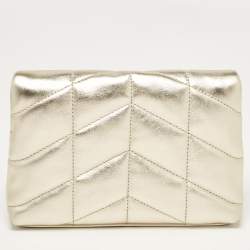 Saint Laurent Gold Quilted Leather Puffer Pouch