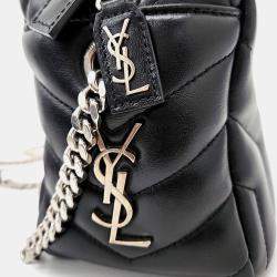 Pre Owned Saint Laurent Paris Black Canvas Saint Laurent Paris Monogram Lulu Bowling Bag