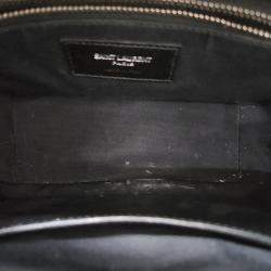 Pre Owned Saint Laurent Paris Black Canvas Saint Laurent Paris Monogram Lulu Bowling Bag