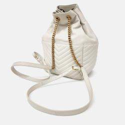 Pre Owned Saint Laurent Paris White Leather Saint Laurent Paris Monogram Joy Backpack