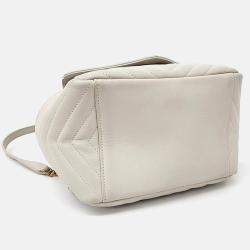 Pre Owned Saint Laurent Paris White Leather Saint Laurent Paris Monogram Joy Backpack