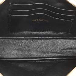Saint Laurent White Matelassé Leather Mini Lou Shoulder Bag