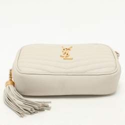 Saint Laurent White Matelassé Leather Mini Lou Shoulder Bag