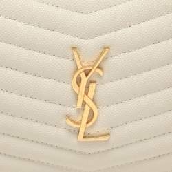 Saint Laurent White Matelassé Leather Mini Lou Shoulder Bag