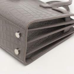 Saint Laurent Grey Croc Embossed Leather Nano Classic Sac De Jour Tote