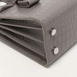 Saint Laurent Grey Croc Embossed Leather Nano Classic Sac De Jour Tote