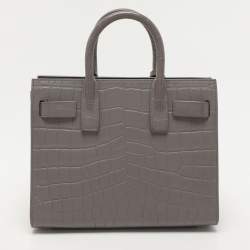 Saint Laurent Grey Croc Embossed Leather Nano Classic Sac De Jour Tote
