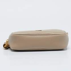Pre Owned Saint Laurent Beige Matelassé Leather Mini Lou Camera Crossbody Bag