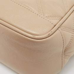 Pre Owned Saint Laurent Beige Quilted Leather Vanity Shoulder Bag