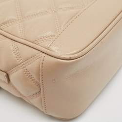 Pre Owned Saint Laurent Beige Quilted Leather Vanity Shoulder Bag