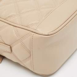 Pre Owned Saint Laurent Beige Quilted Leather Vanity Shoulder Bag