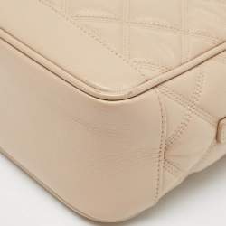 Pre Owned Saint Laurent Beige Quilted Leather Vanity Shoulder Bag