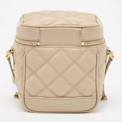 Pre Owned Saint Laurent Beige Quilted Leather Vanity Shoulder Bag