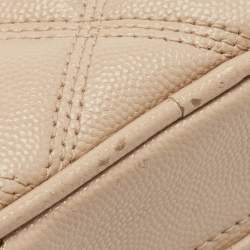 Pre Owned Saint Laurent Beige Quilted Leather Vanity Shoulder Bag