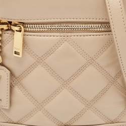 Pre Owned Saint Laurent Beige Quilted Leather Vanity Shoulder Bag