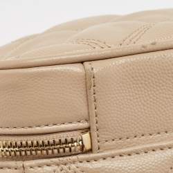 Pre Owned Saint Laurent Beige Quilted Leather Vanity Shoulder Bag
