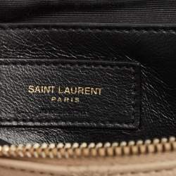 Pre Owned Saint Laurent Beige Quilted Leather Vanity Shoulder Bag