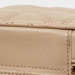 Pre Owned Saint Laurent Beige Quilted Leather Vanity Shoulder Bag