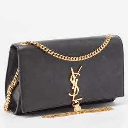 Saint Laurent Black Leather Medium Kate Tassel Shoulder Bag