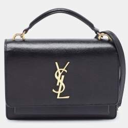 Saint Laurent Black Leather Small Sunset Top Handle Bag