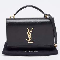 Saint Laurent Black Leather Small Sunset Top Handle Bag