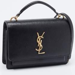 Saint Laurent Black Leather Small Sunset Top Handle Bag