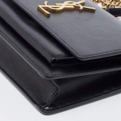 Saint Laurent Black Leather Small Sunset Top Handle Bag