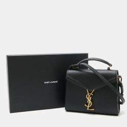 Saint Laurent Paris Leather Black Cassandra Handbag