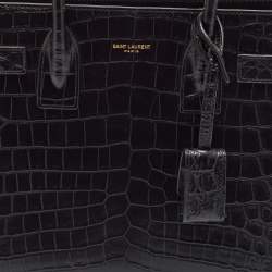 Pre Owned Saint Laurent Black Croc Embossed Leather Baby Classic Sac De Jour Tote