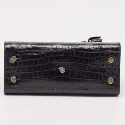Pre Owned Saint Laurent Black Croc Embossed Leather Baby Classic Sac De Jour Tote