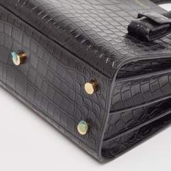 Pre Owned Saint Laurent Black Croc Embossed Leather Baby Classic Sac De Jour Tote