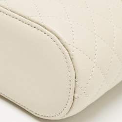 Saint Laurent White Quilted Leather Mini Gaby Vanity Bag