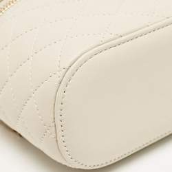 Saint Laurent White Quilted Leather Mini Gaby Vanity Bag
