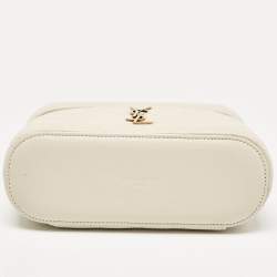 Saint Laurent White Quilted Leather Mini Gaby Vanity Bag