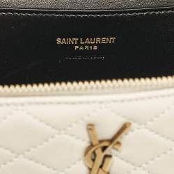Saint Laurent White Quilted Leather Mini Gaby Vanity Bag