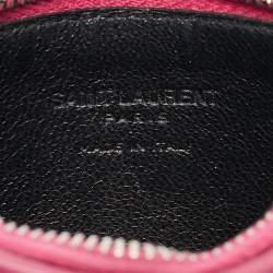 Saint Laurent Fuchsia Leather Zip Card Holder