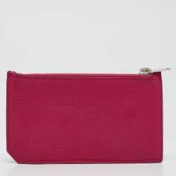 Saint Laurent Fuchsia Leather Zip Card Holder