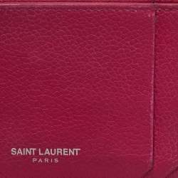 Saint Laurent Fuchsia Leather Zip Card Holder