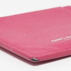 Saint Laurent Fuchsia Leather Zip Card Holder